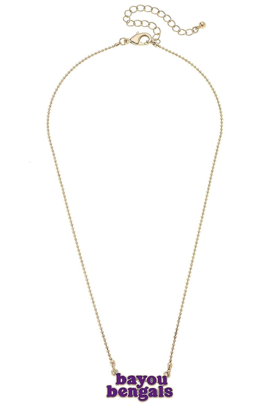 LSU Tigers Bayou Bengals Necklace – Purple & Gold